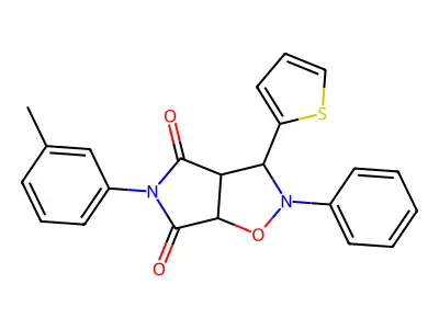 2-Phenyl-3-thiophen-2-yl-5-m-tolyl-tetrahydro-pyrrolo[3,4-d]isoxazole-4,6-dione structure