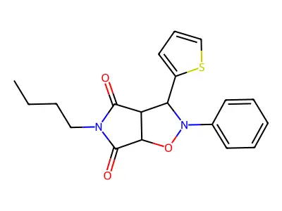 5-Butyl-2-phenyl-3-thiophen-2-yl-tetrahydro-pyrrolo[3,4-d]isoxazole-4,6-dione structure