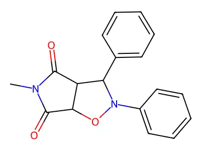 5-methyl-2,3-diphenyldihydro-2H-pyrrolo[3,4-d]isoxazole-4,6(5H,6aH)-dione structure
