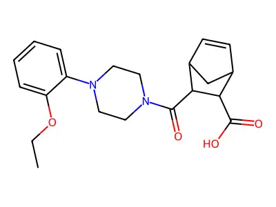 3-{[4-(2-ethoxyphenyl)piperazin-1-yl]carbonyl}bicyclo[2.2.1]hept-5-ene-2-carboxylic acid structure