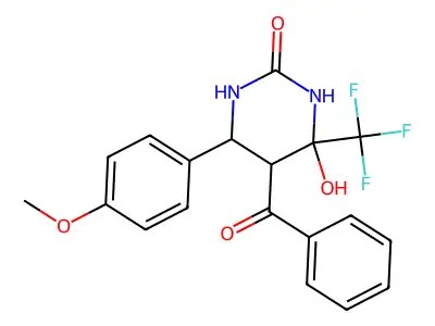 5-Benzoyl-4-hydroxy-6-(4-methoxyphenyl)-4-(trifluoromethyl)-1,3-diazinan-2-one structure