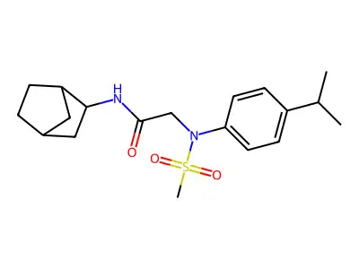 N-(3-bicyclo[2.2.1]heptanyl)-2-(N-methylsulfonyl-4-propan-2-ylanilino)acetamide structure