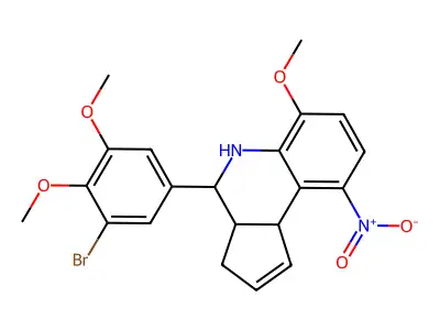 4-(3-bromo-4,5-dimethoxyphenyl)-6-methoxy-9-nitro-3a,4,5,9b-tetrahydro-3H-cyclopenta[c]quinoline structure