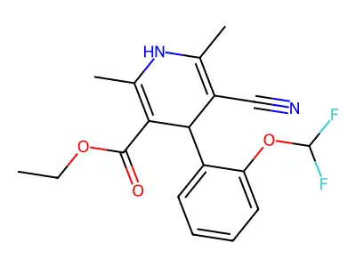 3-Pyridinecarboxylic acid, 1,4-dihydro-5-cyano-4-(2-(difluoromethoxy)phenyl)-2,6-dimethyl-, ethyl ester structure