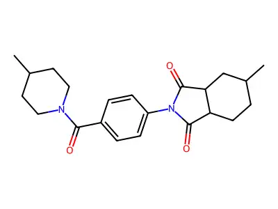 5-methyl-2-[4-(4-methylpiperidine-1-carbonyl)phenyl]-3a,4,5,6,7,7a-hexahydroisoindole-1,3-dione structure