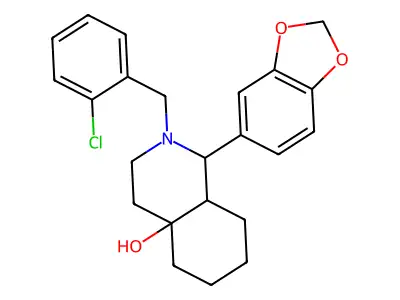 1-(1,3-benzodioxol-5-yl)-2-[(2-chlorophenyl)methyl]-1,3,4,5,6,7,8,8a-octahydroisoquinolin-4a-ol structure