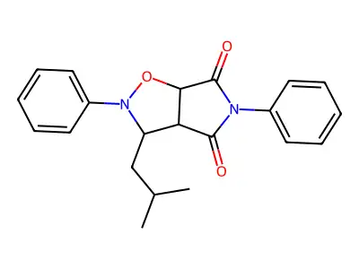 3-(2-methylpropyl)-2,5-diphenyl-3a,6a-dihydro-3H-pyrrolo[3,4-d][1,2]oxazole-4,6-dione structure