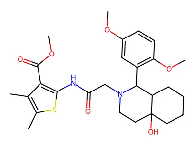 2-{2-[1-(2,5-Dimethoxy-phenyl)-4a-hydroxy-octahydro-isoquinolin-2-yl]-acetylamino}-4,5-dimethyl-thiophene-3-carboxylic acid methyl ester structure