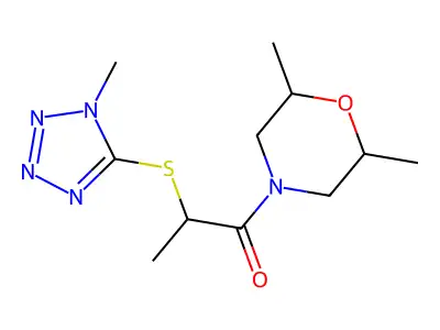 1-(2,6-Dimethylmorpholin-4-yl)-2-(1-methyltetrazol-5-yl)sulfanylpropan-1-one structure