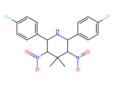 2,6-Bis(4-fluorophenyl)-4,4-dimethyl-3,5-dinitropiperidine structure