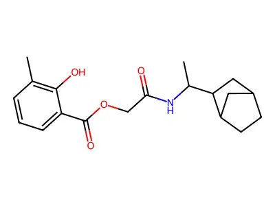 [2-[1-(2-bicyclo[2.2.1]heptanyl)ethylamino]-2-oxoethyl] 2-hydroxy-3-methylbenzoate structure