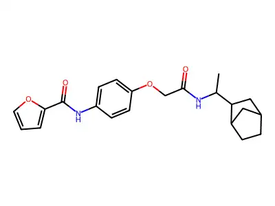 N-(4-{[(1-{bicyclo[2.2.1]heptan-2-yl}ethyl)carbamoyl]methoxy}phenyl)furan-2-carboxamide structure