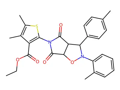 ethyl 4,5-dimethyl-2-[2-(2-methylphenyl)-3-(4-methylphenyl)-4,6-dioxo-hexahydro-2H-pyrrolo[3,4-d][1,2]oxazol-5-yl]thiophene-3-carboxylate structure