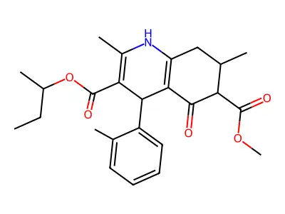 3-butan-2-yl 6-methyl 2,7-dimethyl-4-(2-methylphenyl)-5-oxo-1,4,5,6,7,8-hexahydroquinoline-3,6-dicarboxylate structure