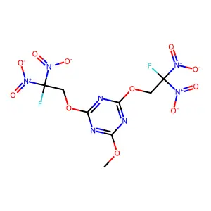 2-Methoxy-4,6-bis(2-fluoro-2,2-dinitroethoxy)-1,3,5-triazine structure