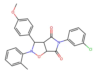 5-(3-chlorophenyl)-3-(4-methoxyphenyl)-2-(2-methylphenyl)-hexahydro-2H-pyrrolo[3,4-d][1,2]oxazole-4,6-dione structure