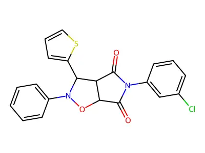 5-(3-chlorophenyl)-2-phenyl-3-(thiophen-2-yl)-hexahydro-2H-pyrrolo[3,4-d][1,2]oxazole-4,6-dione structure