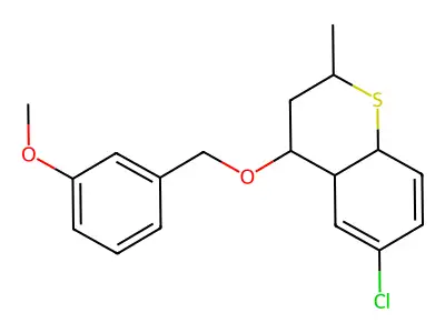 6-chloro-2-methyl-3,4,4a,8a-tetrahydro-2H-thiochromen-4-yl 3-methoxybenzyl ether structure