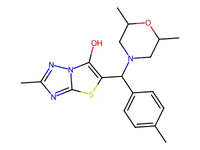 5-((2,6-dimethylmorpholino)(p-tolyl)methyl)-2-methylthiazolo[3,2-b][1,2,4]triazol-6-ol structure