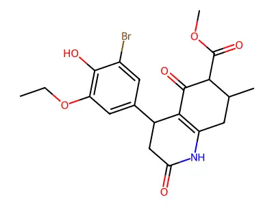 methyl 4-(3-bromo-5-ethoxy-4-hydroxyphenyl)-7-methyl-2,5-dioxo-1,2,3,4,5,6,7,8-octahydroquinoline-6-carboxylate structure