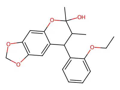 8-(2-ethoxyphenyl)-6,7-dimethyl-7,8-dihydro-6H-[1,3]dioxolo[4,5-g]chromen-6-ol structure