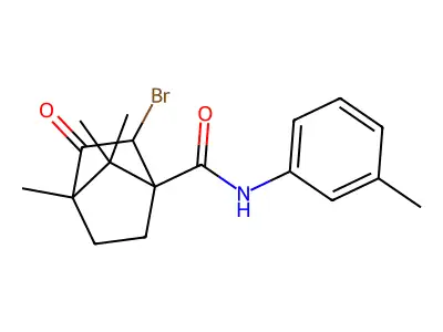 2-bromo-4,7,7-trimethyl-N-(3-methylphenyl)-3-oxobicyclo[2.2.1]heptane-1-carboxamide structure