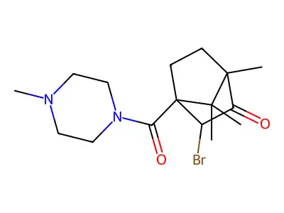 3-bromo-1,7,7-trimethyl-4-[(4-methyl-1-piperazinyl)carbonyl]bicyclo[2.2.1]heptan-2-one structure