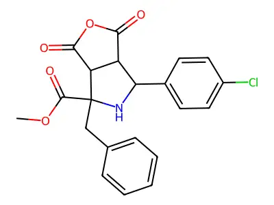 methyl 4-benzyl-6-(4-chlorophenyl)-1,3-dioxohexahydro-1H-furo[3,4-c]pyrrole-4-carboxylate structure