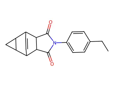 2-(4-ethylphenyl)hexahydro-4,6-ethenocyclopropa[f]isoindole-1,3(2H,3aH)-dione structure