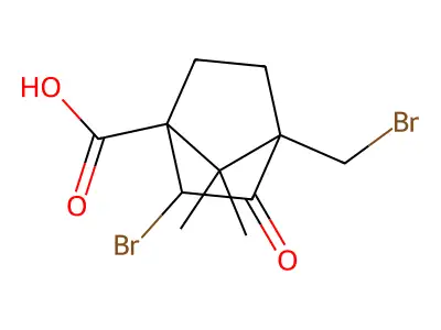2-Bromo-4-(bromomethyl)-7,7-dimethyl-3-oxobicyclo[2.2.1]heptanecarboxylic acid structure
