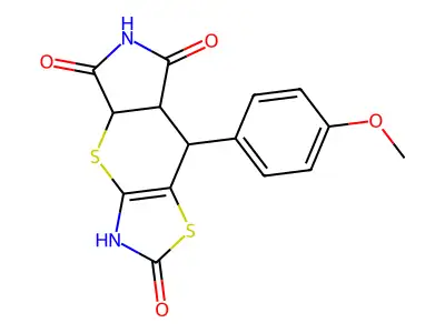 8-(4-methoxyphenyl)-3,4a,7a,8-tetrahydropyrrolo[3',4':5,6]thiopyrano[2,3-d][1,3]thiazole-2,5,7(6H)-trione structure