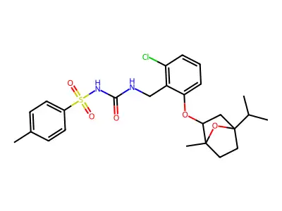 2-(3-chloro-2-{[({[(4-methylphenyl)sulfonyl]amino}carbonyl)amino]methyl}phenoxy)-4-isopropyl-1-methyl-7-oxabicyclo[2.2.1]heptane structure