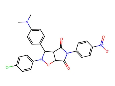 2-(4-chlorophenyl)-3-(4-(dimethylamino)phenyl)-5-(4-nitrophenyl)dihydro-2H-pyrrolo[3,4-d]isoxazole-4,6(5H,6aH)-dione structure