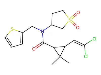3-(2,2-dichloroethenyl)-N-(1,1-dioxidotetrahydrothiophen-3-yl)-2,2-dimethyl-N-(thiophen-2-ylmethyl)cyclopropanecarboxamide structure