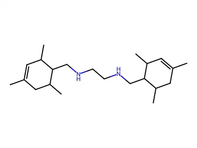 N,N'-bis[(2,4,6-trimethylcyclohex-3-en-1-yl)methyl]ethane-1,2-diamine structure