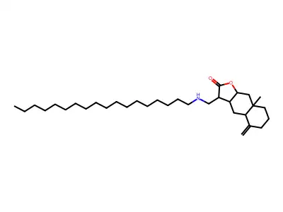 8a-methyl-5-methylidene-3-[(octadecylamino)methyl]-3a,4,4a,6,7,8,9,9a-octahydro-3H-benzo[f][1]benzofuran-2-one structure