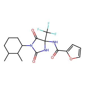 N-[1-(2,3-dimethylcyclohexyl)-2-hydroxy-5-oxo-4-(trifluoromethyl)-4,5-dihydro-1H-imidazol-4-yl]furan-2-carboxamide structure