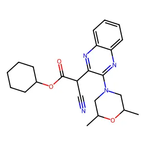 Cyclohexyl 2-cyano-2-[3-(2,6-dimethylmorpholin-4-yl)quinoxalin-2-yl]acetate structure