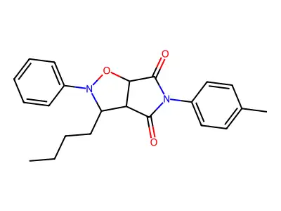 3-butyl-5-(4-methylphenyl)-2-phenyl-3a,6a-dihydro-3H-pyrrolo[3,4-d][1,2]oxazole-4,6-dione structure