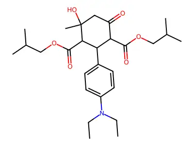 diisobutyl 2-[4-(diethylamino)phenyl]-4-hydroxy-4-methyl-6-oxo-1,3-cyclohexanedicarboxylate structure