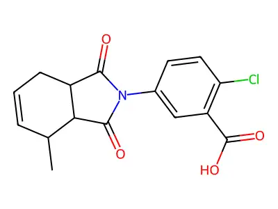 2-chloro-5-(4-methyl-1,3-dioxo-1,3,3a,4,7,7a-hexahydro-2H-isoindol-2-yl)benzoic acid structure