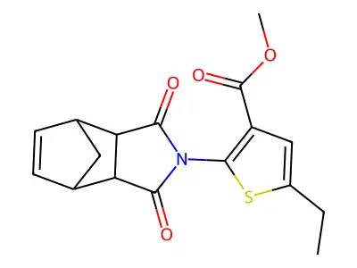 methyl 2-(1,3-dioxo-3a,4,7,7a-tetrahydro-1H-4,7-methanoisoindol-2(3H)-yl)-5-ethylthiophene-3-carboxylate structure
