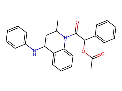 2-[2-methyl-4-(phenylamino)-3,4-dihydroquinolin-1(2H)-yl]-2-oxo-1-phenylethyl acetate structure