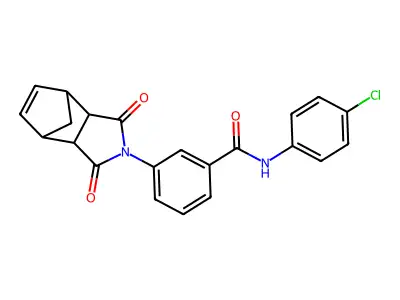 N-(4-chlorophenyl)-3-(1,3-dioxo-1,3,3a,4,7,7a-hexahydro-2H-4,7-methanoisoindol-2-yl)benzamide structure