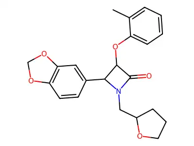 4-(1,3-Benzodioxol-5-yl)-3-(2-methylphenoxy)-1-(oxolan-2-ylmethyl)azetidin-2-one structure