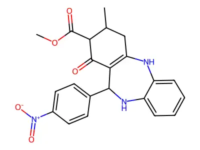 methyl 3-methyl-11-(4-nitrophenyl)-1-oxo-2,3,4,5,10,11-hexahydro-1H-dibenzo[b,e][1,4]diazepine-2-carboxylate structure