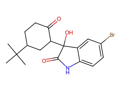 5-bromo-3-(5-tert-butyl-2-oxocyclohexyl)-3-hydroxy-1H-indol-2-one structure