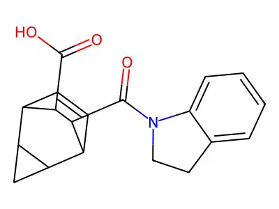 7-(2,3-dihydro-1H-indol-1-ylcarbonyl)tricyclo[3.2.2.0~2,4~]non-8-ene-6-carboxylic acid structure