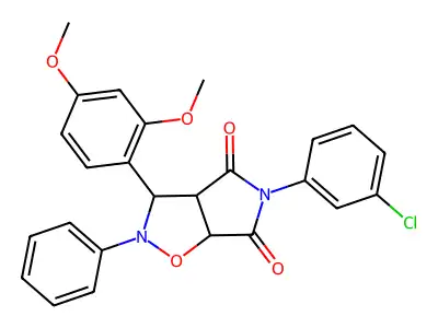 5-(3-chlorophenyl)-3-(2,4-dimethoxyphenyl)-2-phenyl-hexahydro-2H-pyrrolo[3,4-d][1,2]oxazole-4,6-dione structure