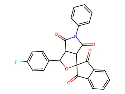 3-(4-fluorophenyl)-5-phenyl-3a,6a-dihydrospiro[furo[3,4-c]pyrrole-1,2'-indene]-1',3',4,6(3H,5H)-tetrone structure